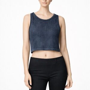 Daisy Black Acid Ribbed Crop Top NWT